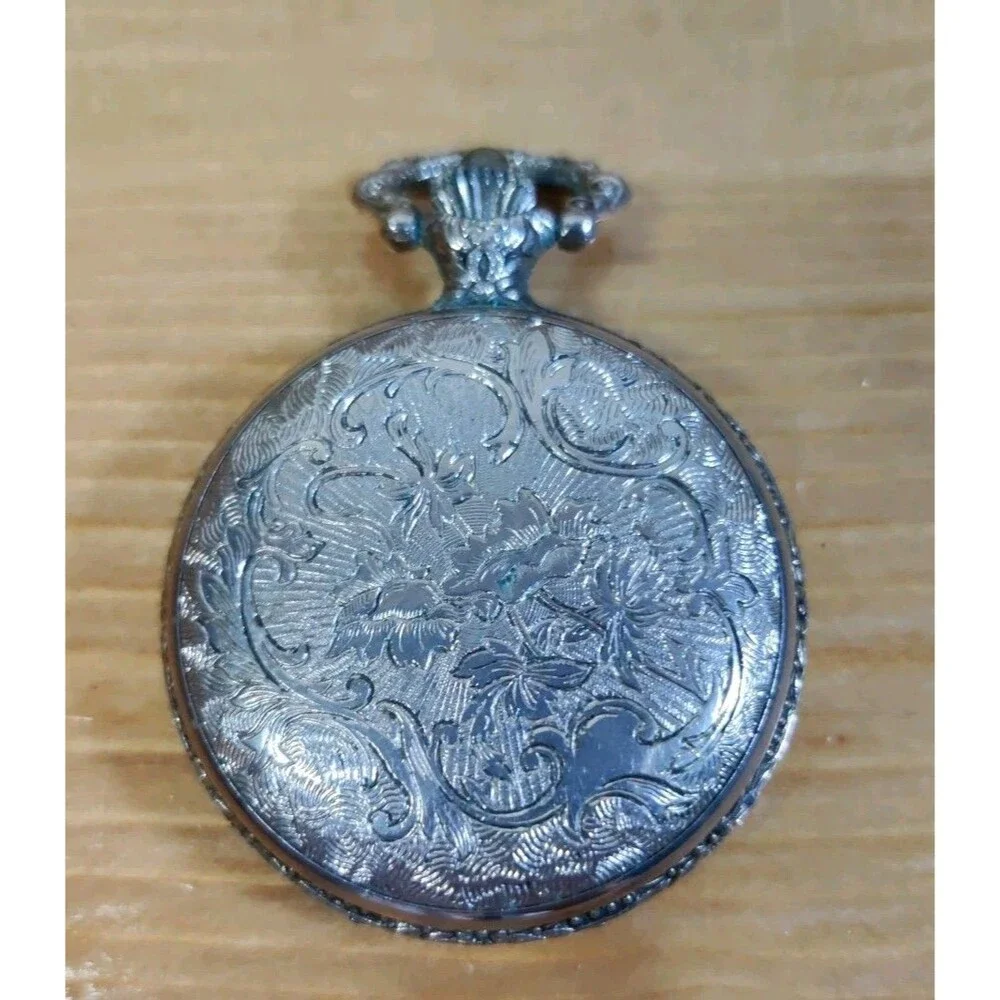 GENEVA Train Pocket Watch Silvertone For Parts Or Repairs